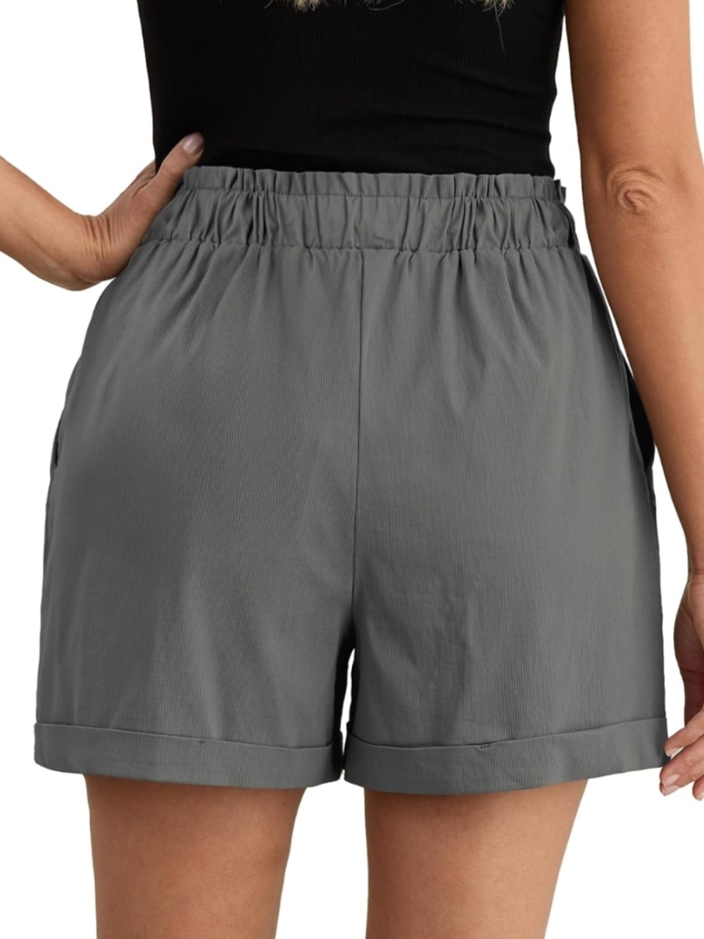 Feiersi Dark Gray Summer Wide Leg Beach Shorts w/ Buttons - Size XL (EUC) - Picture 4 of 9